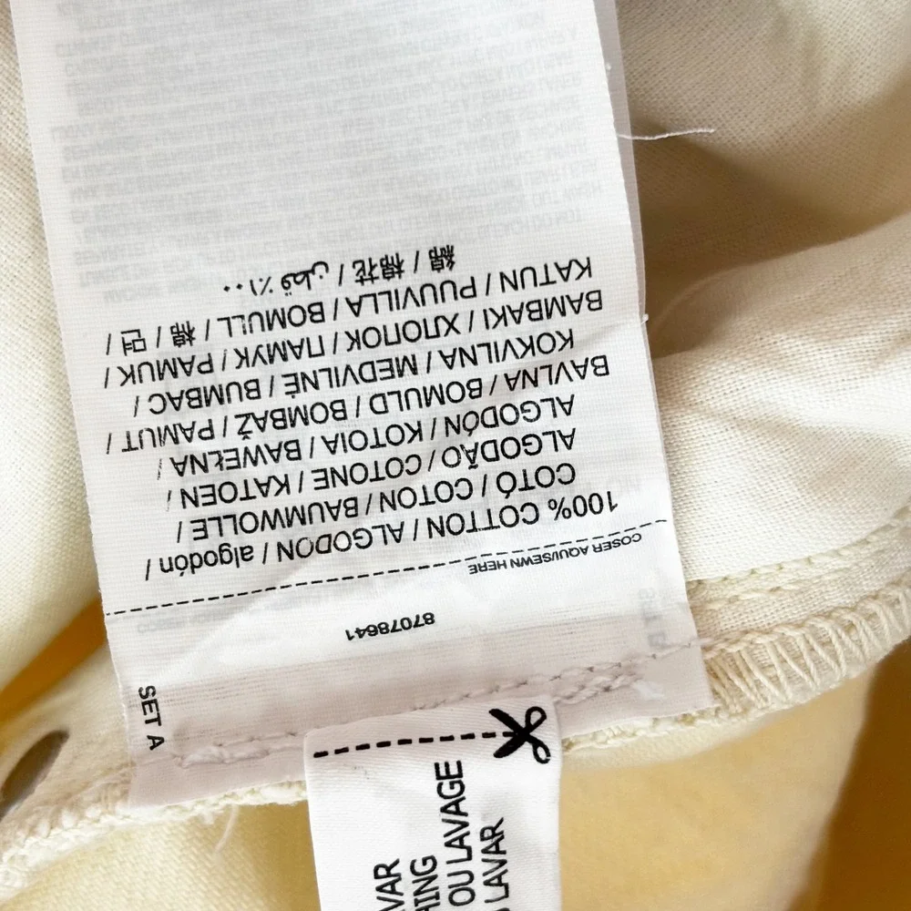 MNG Cream Denim Bermuda Shorts Women‎ Size 12 Wide Leg Culotte Jeans - Picture 8 of 10